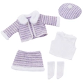 18-inch doll outfit set featuring purple tweed jacket, skirt, beret and white top - Purple Tweed Style Five Piece Set