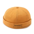 Retro mustard yellow cotton docker hat with black Decadent letter embroidery - Adjustable / Yellow