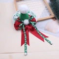 Green Christmas hat hair clip with red ribbon bow and lace detail for girls - Green J3-3 Semi-finished
