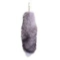 Oversized silver fox tail fur keychain with golden clasp for bags and car keys - 40CM / Silver Blue Fox