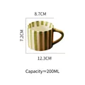 Japanese ceramic coffee mug with green hand-painted stripes, 200ml capacity design - Single Cup / Green