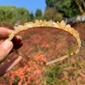 Handcrafted gold wire headband with irregular yellow natural crystal stones - Double Row / Citrine-Double Row