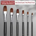 Set di 6 pennelli in pelo di donnola con manici neri per pittura a olio e acrilico - Set Pelo di Donnola Numeri Dispari 6 Pezzi / Set di 6 Pennelli in Pelo di Donnola (Taglie Dispari 1-11)