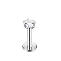 Surgical stainless steel labret stud with a heart-shaped zircon gemstone and flat back - Heart White Zircon