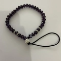 Deep purple faceted crystal bead phone charm with rhinestone accents and silver rings - Dark Purple Crystal Beads Rhinestone