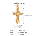 Détails de taille et poids pour le pendentif croix en acier inoxydable 304 doré - Style Croix Mince Texturée (YYAC025016)