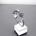 Bracciale tigre in argento antico stile punk in acciaio al titanio scolpito da uomo - Stile Apertura Tigre 3D (KB27583-D)