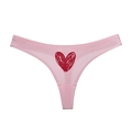 Tanga de seda de hielo rosa sin costuras para mujer con estampado de grafiti de corazón rojo - S / Estampado de Corazón / Rosa