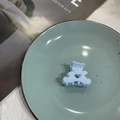 Cute light blue bear hair claw clip with heart cutout and matte macaron finish - Blue