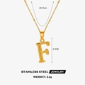 Golden stainless steel necklace featuring a square pendant with letter F and twist chain - Letter F