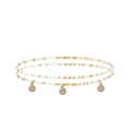 Détail de la chaîne de taille en perles blanches et dorées avec trois breloques smiley - #5 Style Visage Souriant
