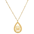 18K gold plated stainless steel necklace with water-drop hollow lotus pendant - Open Lotus Necklace