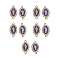 Oval gold plated religious Virgin Mary connector with blue enamel and clear rhinestones - Standard / Blue
