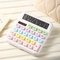 Calculatrice mécanique avec touches rondes macaron et grand écran LCD à 12 chiffres - 2208B Blanc Clair de Lune Silencieux