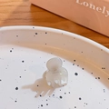 Mini cream white acetate hair claw clip with FRANCE Handmade engraving for side fringe - Pearl White