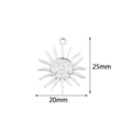 Silver stainless steel sun face pendant charm for DIY jewelry, 25mm height dimension - 2 Pcs/Pack / Sun Smile Face Steel Color Style 3