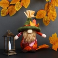 Autumn gnome doll with green hat and red maple leaf outfit for desktop decoration - Green Hat Beard