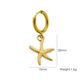 Single 14K gold plated stainless steel starfish drop earring with textured surface - E5 Granular Sea Star