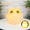 Cute owl night light with warm yellow glow, compact 11x9x10.5cm size for bedroom - Yellow Owl