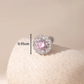 Silver flower stud earring with pink zircon stone and small diamonds, size 0.95cm - Pink Zirconia (Single Piece)