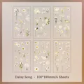 Song of Daisies floral stickers, 6 sheets of transparent PVC botanical scrapbooking decals - Song of Daisies