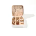 Mini boîte à bijoux blanche en similicuir, étui de voyage portable 10x10x5cm zippé - 10*10*5cm / Carré Blanc (Cuir PU)