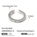 Silberner Edelstahlring verstellbar mit funkelnder Zirkonia-Einlage für Damen - Silber Strass-Reihe Verstellbar Stil (JDR2406011-S)