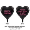 Palloncino a cuore nero da 18 pollici con scritta rosa per decorazioni di compleanno - Palloncino a Cuore - Principessa Per Favore Sii Felice Nero