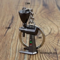 Mini coffee grinder keychain in gunmetal finish with size specifications and dimensions - Single-Head Coffee Grinder (Black)
