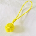 Yellow hand-woven monkey fist knot keychain pendant made of durable braided rope - Yellow