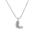 Polished silver balloon style letter L pendant necklace with minimalist box chain - Necklace L