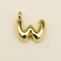Polished golden puffy balloon letter W charm pendant for personalized DIY necklaces - Letter W