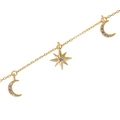 Gouden 925 sterling zilveren ketting met fonkelende ster en halve maan hangers - 925 zilver / Goud