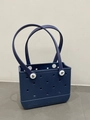 Waterproof dark blue EVA beach tote bag with perforated holes and dual handles - Dark Blue