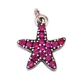 Pendentif étoile de mer en argent vieilli avec pierres de zircone violettes - K646837-White Gold Starfish