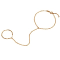 Minimalistisches 18K vergoldetes Edelstahl Fingerarmband mit Schweinenase-Gliederkette - Goldene Schweinenasenkette Ring Armband Integrierte Kette