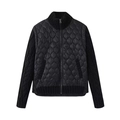 Veste patchwork noire pour hommes avec corps en nylon matelassé et manches tricotées - XS / Noir