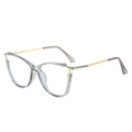 Cat-eye TR90 anti-blue light glasses with translucent grey frames and gold metal temples - Transparent Grey