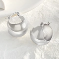 Polished silver CCB teardrop clip earrings with high gloss metallic mirror finish - White K 3992