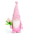 Gnomo rosa per la Festa della Mamma con barba bianca e tulipani decorazione peluche - Tulipano