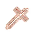 Rose gold plated cross jewelry connector with clear cubic zirconia for DIY accessory - M588989-Rose Gold
