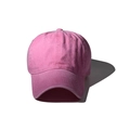Detail view of pink washed cotton baseball cap with vintage texture and six-panel crown - 55-60cm / Washed Pink