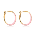 Pendientes de aro en plata S925 con esmalte rosa y baño de oro para mujer en estilo minimalista - Rosa