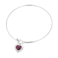 Silver stainless steel collar necklace with a deep purple heart-shaped stone pendant - Silver Purplish Red Heart Style (KN233263-Z)
