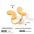 Gold stainless steel butterfly wing open ring, waterproof and hypoallergenic jewelry - Butterfly Wing Style (JDRW2404012)