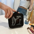 Zwarte cosmetische tas met doorzichtig venster, draagbare make-up etui voor lippenstift. - Enkelzijdig Zwart