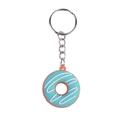 Portachiavi a forma di ciambella turchese con glassa bianca e base in gomma arancione - Stile ydd-4
