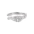 Elegant S925 sterling silver branch ring with clear gemstone and hallmark engraving - 925 Silver / Branch Texture Style (JF1080)