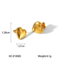 Detail view of 18K gold heart studs with precise 1.28cm height and 4.1g weight specs - Gold Minimalist Small Heart Stud Earrings (HC-E10085)