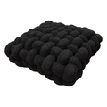 Black chunky knit square lamb velvet pillow with textured woven teddy fleece pattern - Black